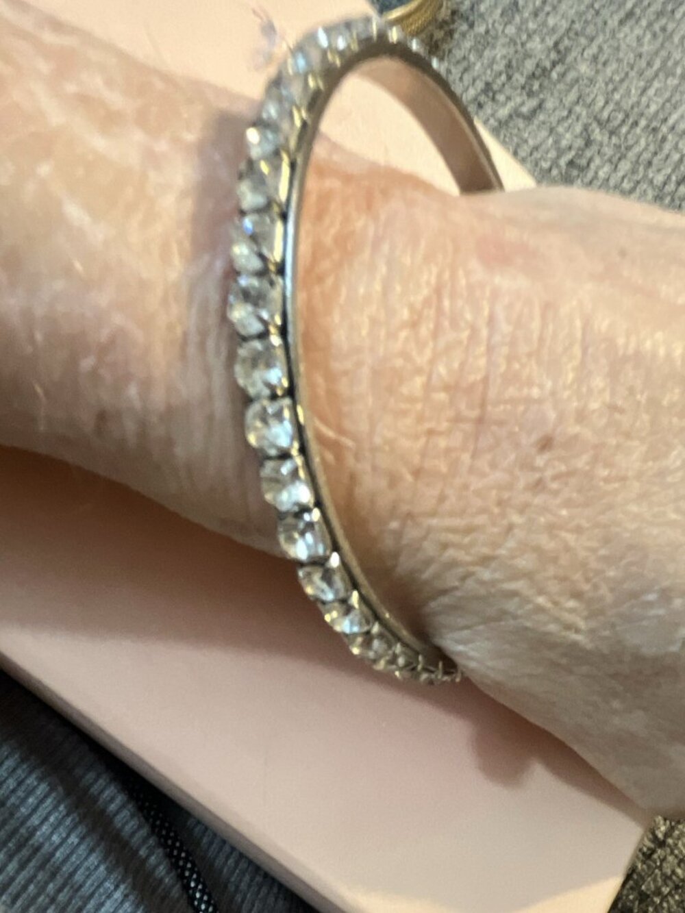 Silver Tone Prong Set Clear Round Crystal Rhinestone Bangle Bracelet